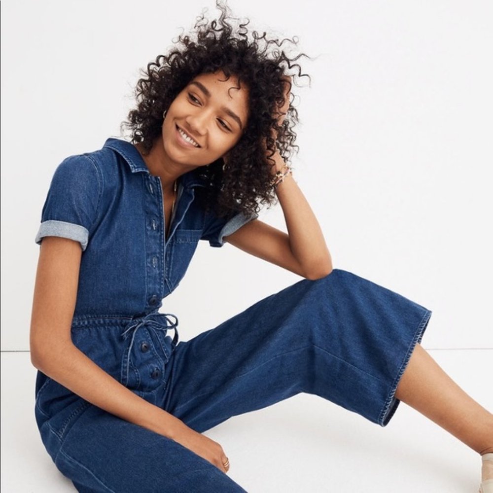 Madewell Jumpsuit Wide Leg Utility in Denim Size 0